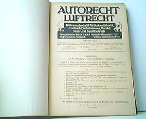 Autorecht - Luftrecht. Halbmonatsschrift für Automobilrecht, Luftrecht, Verkehrswesen, Handel, Nu...