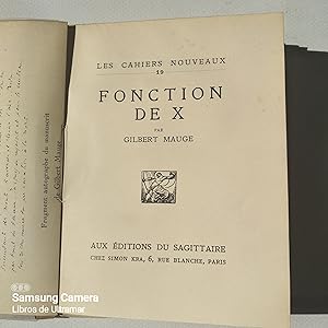 Seller image for Fonction de X. for sale by Libros de Ultramar. Librera anticuaria.