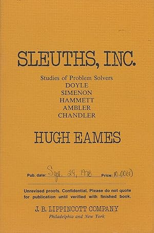 Seller image for SLEUTHS, INC ~ Studies of Problem Solvers Doyle Simenon Hammett Ambler Chandler for sale by SCENE OF THE CRIME 