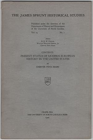 Image du vendeur pour Present Status of Modern European History in the United States mis en vente par Between the Covers-Rare Books, Inc. ABAA