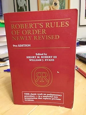 Image du vendeur pour Robert's Rules of Order Newly Revised; 9th Edition mis en vente par Quailcottage Books