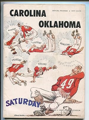 NORTH CAROLINA VS OKLAHOMA NCAA FOOTBALL PROGRAM 09/24/1955-vg/fn