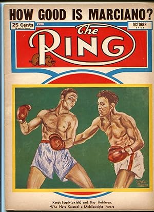 RING MAGAZINE-10/1951-BOXING-MARCIANO-TURPIN-ROBINSON!! VG