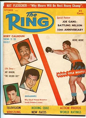 RING MAGAZINE-9/1956-BOXING-MOORE-CALHOUN-ARAGON-GANS!! VG