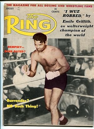RING MAGAZINE-1/1962-BOXING-MOORE-DEMPSY-BROWN!! VG