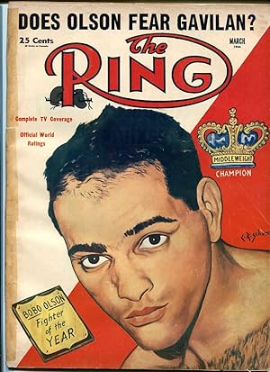 RING MAGAZINE-3/1954-BOXING-OLSON-GAVILAN-CHARLES!!! VG