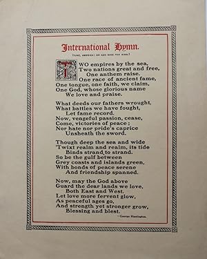 Image du vendeur pour International Hymn, by George Huntington. mis en vente par Michael S. Kemp, Bookseller