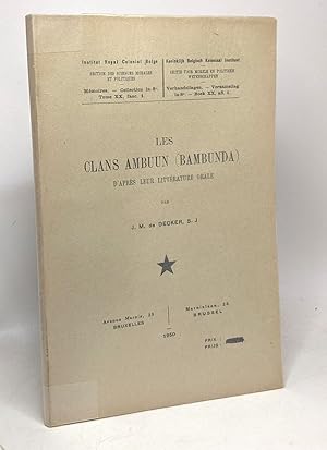 Les clans Ambuun (Bambunda) d'après leur littérature orale - institut royale colonial belge