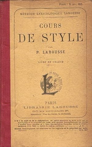 Bild des Verkufers fr COURS DE STYLE. Livre de l?lve zum Verkauf von Librera Torren de Rueda