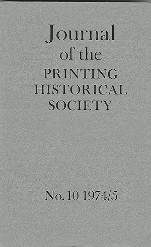Immagine del venditore per Journal of the Printing Historical Society No.10, 1974/5 venduto da BASEMENT BOOKS