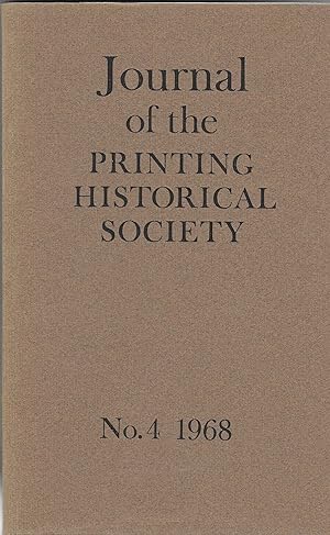 Immagine del venditore per Journal of the Printing Historical Society No.4, 1968 venduto da BASEMENT BOOKS
