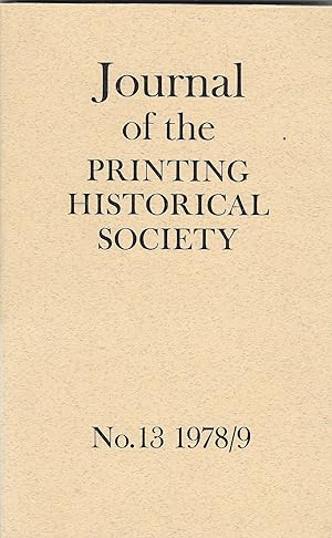 Immagine del venditore per Journal of the Printing Historical Society No.13, 1978/9 venduto da BASEMENT BOOKS