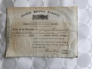 Norfolk Estuary Company. Certificate of a £50 Share