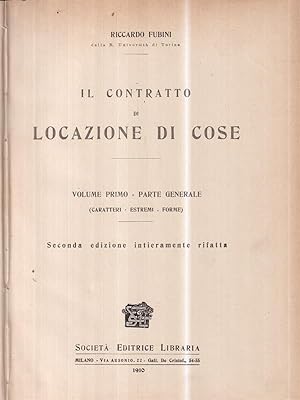 Bild des Verkufers fr Il Contratto Di Locazione Di Cose vol I Parte generale zum Verkauf von Librodifaccia