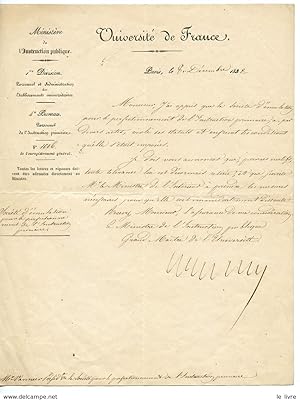 MINISTRE INSTRUCTION PUBLIQUE NARCISSE-ACHILLE DE SALVANDY (CONDOM 1795-GRAVERON 1856) LAS 1838 V...