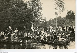 PHOTO FORMAT CPA (VERS 1950  ) BARQUES FLEURIES FETE MARIAGE   CLASSEE A PARCOUL DORDOGNE