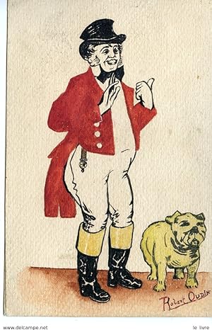 Seller image for CPA DESSIN ORIGINAL PERSONNAGE AVEC SON CHIEN. SIGNATURE ROBERT OUDIN. ADRESSEE A COGNAC 1916 for sale by Le-Livre
