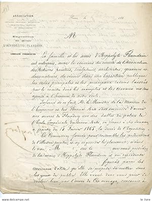 EXPOSITION PEINTRE HIPPOLYTE FLANDRIN 1865.DEMANDE D'ENVOI DES OEUVRES. SIGNATURES BARON TAYLOR E...