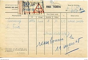 RATIONNEMENT BORDEREAU DE FAUX TICKETS DE CARBURANT AUTO GIRONDE LA TESTE 1948