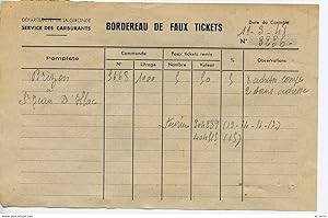 RATIONNEMENT BORDEREAU DE FAUX TICKETS DE CARBURANT AUTO GIRONDE ST JEAN D'ILLAC 1948