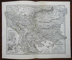 Ottoman Balkans Serbia Bosnia Albania Bulgaria 1881 Petermann detailed map