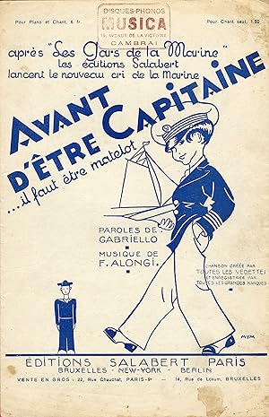 "AVANT D'ÊTRE CAPITAINE de GABRIELLO" Paroles de GABRIELLO / Musique de F. ALONGI / Partition ori...