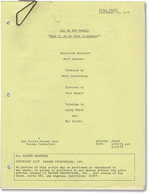 Bild des Verkufers fr All in the Family: What'll We Do with Stephanie? (Original screenplay for the 1978 television episode) zum Verkauf von Royal Books, Inc., ABAA