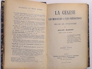 Image du vendeur pour La gense : les miracles et les prdictions selon le spiritisme [La genese : les miracles et les predictions selon le spiritisme]. mis en vente par Wissenschaftliches Antiquariat Zorn