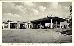 Bild des Verkäufers für Ansichtskarte / Postkarte Braunschweig in Niedersachsen, Shell Station am Eintracht Stadion, Hamburger Straße zum Verkauf von akpool GmbH