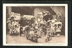 Seller image for Carte postale Libre des Quatre-Chemins, Festival 1933, Concours de vhicules fleuris 1932 for sale by Bartko-Reher