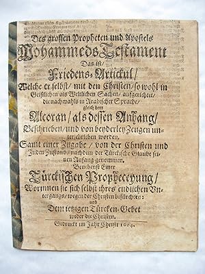 Imagen del vendedor de Des grossen Propheten und Apostels Mahommeds Testament Oder Friedens-Artickel a la venta por Antiquariat H. Carlsen