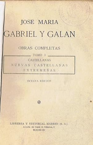 Seller image for Obras Completas. Tomo I. CASTELLANAS * NUEVAS CASTELLANAS * EXTREMEAS for sale by Librera Torren de Rueda