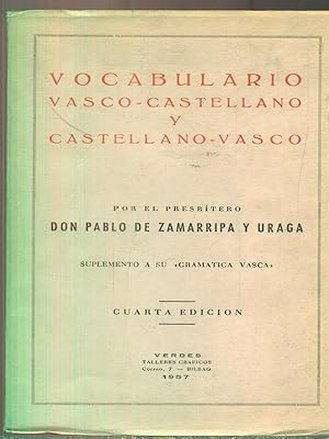 Imagen del vendedor de Vocabulario vasco-castellano y castellano vasco a la venta por Librodifaccia