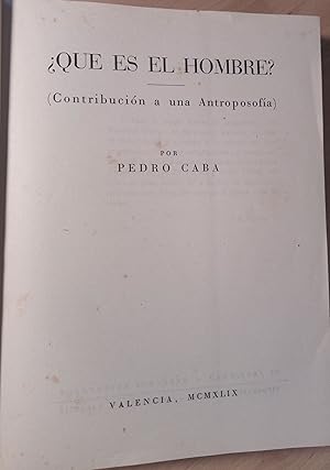 Immagine del venditore per Qu� es el hombre? (Contribuci�n a una Antroposof�a) venduto da Llibres Bombeta