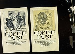 Bild des Verkufers fr Faust. 2 Bnde. Der Tragdie erster Teil Illustrationen von Eugene Delacroix und Der Tragdie zweiter Teil mit Federzeichnungen von Max Beckmann. Taschenbuchausgabe vom Inselverlag. zum Verkauf von Umbras Kuriosittenkabinett