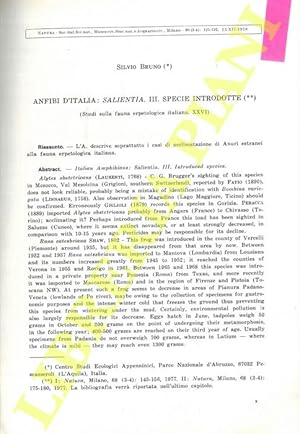 Anfibi d'Italia. Salentia. III. Specie introdotte (Studi sulla fauna erpetologica italiana. XXVI) .