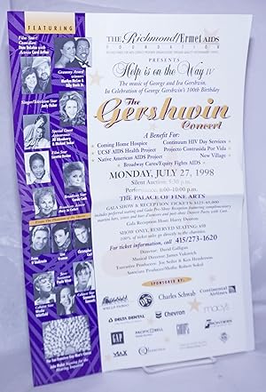 Imagen del vendedor de Help is on the Way IV: The Gershwin Concert [poster] a benefit for Coming Home Hospice, Continuum HIV Day Services, Native American AIDS Project etc. a la venta por Bolerium Books Inc.