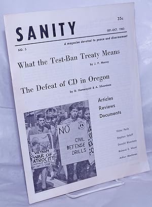 Seller image for Sanity: a magazine devoted to peace and disarmament. No. 5, Sept-Oct 1963 for sale by Bolerium Books Inc.