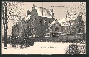 Ansichtskarte Lissa / Leszno, Lehrerinnen-Seminar im Winter