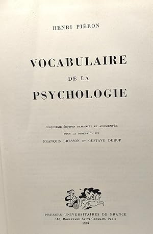 Vocabulaire de la psychologie