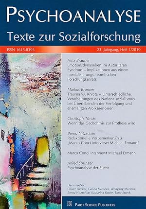 Imagen del vendedor de Psychoanalyse. Texte zur Sozialforschung. Heft 1/2019. 23. Jahrgang. a la venta por Fundus-Online GbR Borkert Schwarz Zerfa