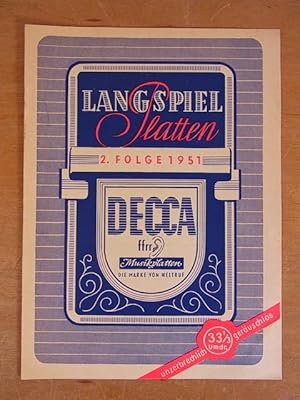 Seller image for Decca Langspielplatten. 2. Folge 1951 [Katalog] for sale by Antiquariat Weber