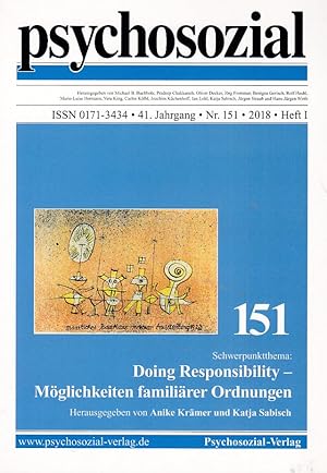 Bild des Verkufers fr psychosozial 151. 41. Jg., 2018, Heft I. Doing Responsibility - Mglichkeiten familirer Ordnungen. zum Verkauf von Fundus-Online GbR Borkert Schwarz Zerfa