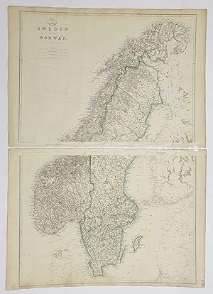 Sweden & Norway: North & South Sheets (1863 Map Engraving)