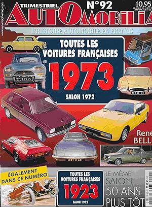 Bild des Verkufers fr Toutes les Voitures Francaises 1973, Salon 1972. (Trimestriel Automobilia, N92). zum Verkauf von Antiquariat Bernhardt