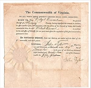 DOCUMENT SIGNED BY FUTURE U. S. PRESIDENT JOHN TYLER