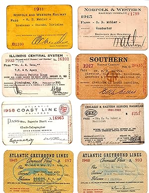 GROUP OF RAILWAY PASSES FROM MISCELLANEOUS RAIROADS, 1910 to 1958