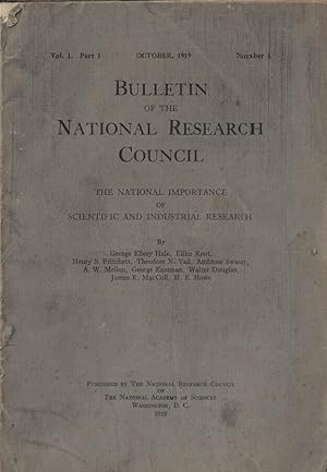 Bild des Verkufers fr Bulletin of the National Research Council Vol. I part. I N. 1 1919 The national importance of scientific and industrial research zum Verkauf von Biblioteca di Babele