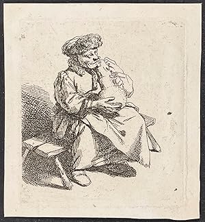 Tavern Scene - A Woman seated holding a large jug