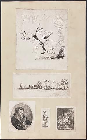 5 Etchings by Thomas Wyck to One Page (Various Etching Sizes)